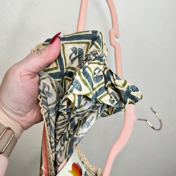 NWT Anthropologie Farm Rio V Neck Sheer Mushroom Print Wide Leg Jumpsuit Medium - Picture 10 of 16